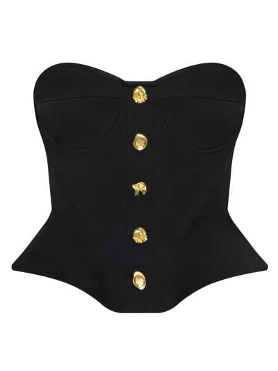 L'agence Anna Structured Peplum Corset Top In Black