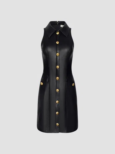 L'agence Women's Apolline Faux Leather Racer Mini Dress In Black