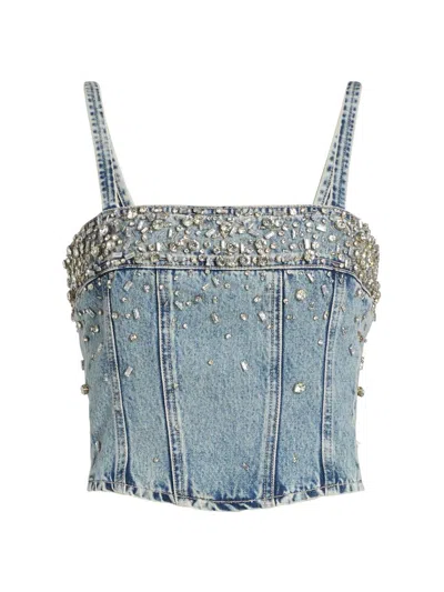 L'agence Women's Arlin Embellished Denim Corset Top In Blue