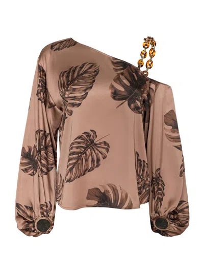 L'agence Asami Botanical-print Satin Blouse In Multi