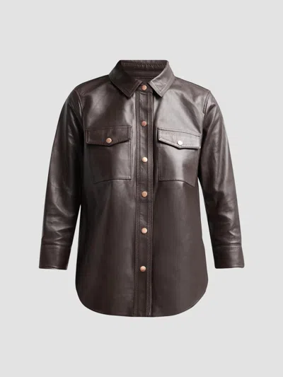 L'agence Women's Avina Leather Blouse In Brown