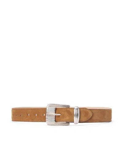 L'agence Women's Aya Western Suede Engraved Belt In Cognac In Yellow