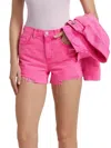 L'agence Women's Beck Distressed Denim High-rise Shorts In Pink