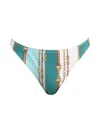 L'agence Nicole Belt Stripe Classic Bikini Bottom In Multi