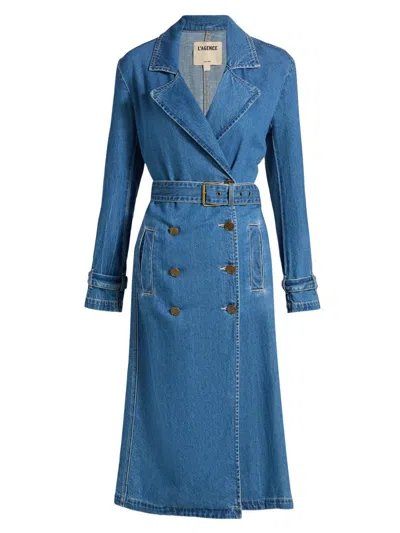 L'agence Women's Bradley Denim Trench Coat In Blue
