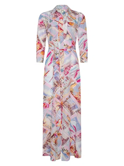 L'agence Cameron Silk Shirt Dress In Multi