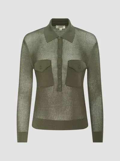 L'agence Carine Pointelle Polo Sweater In Transparent