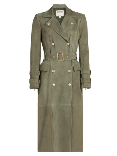 L'agence Women's Celina Leather Trench Coat In Green