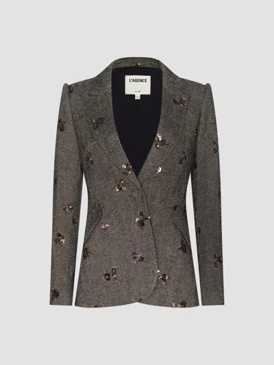 L'agence Chamberlain Embellished Blazer In Gray