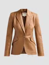 L'agence Chamberlain Leather Blazer In Brown