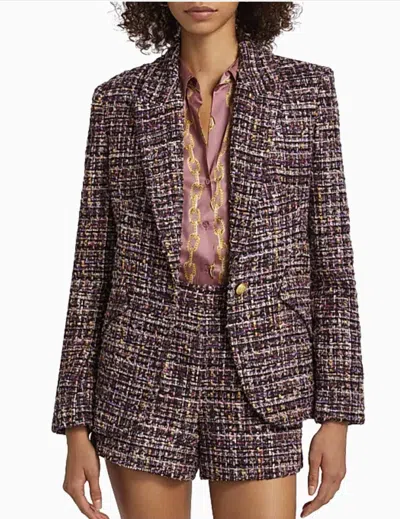 L'agence Women Chamberlain Tweed Blazer In Purple Multi In Brown