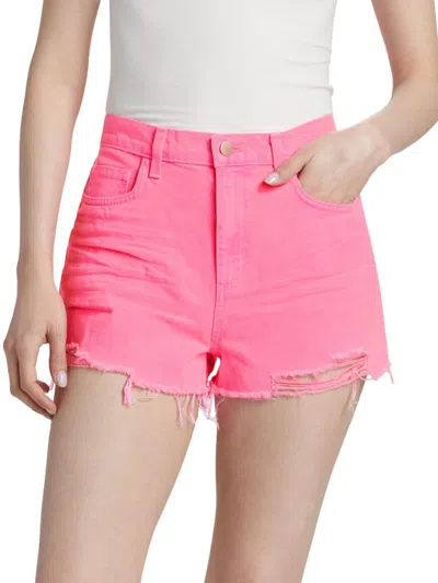 L'agence Women's Clark Distressed Denim Shorts In Pink