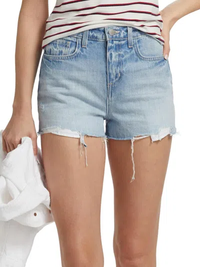 L'agence Women's Clark Raw-edge Shorts In Blue