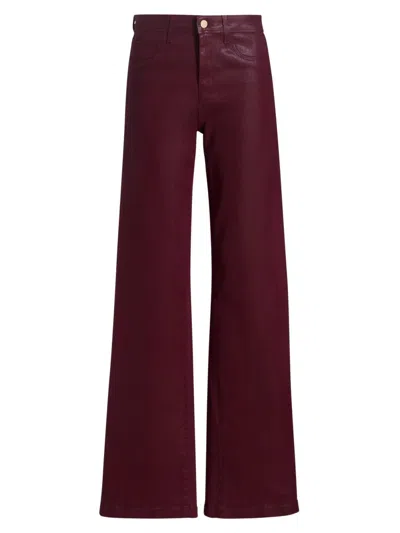 L'agence Women's Clayton Coated High-rise Wide-leg Jeans In Burgundy