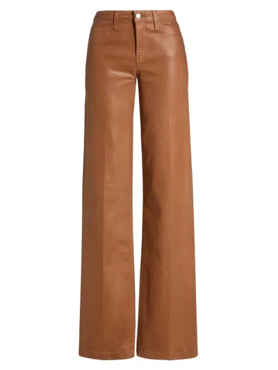 L'agence Women's Clayton Coated High-rise Wide-leg Pants In Brown