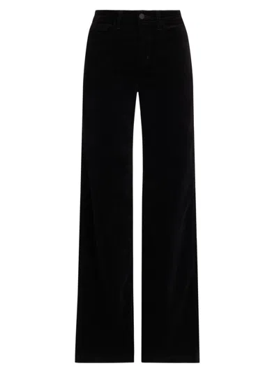 L'agence Women's Clayton Velvet High-rise Wide-leg Pants In Noir