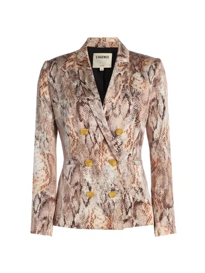 L'agence Women's Colin Snake Silk Double-breasted Blazer
