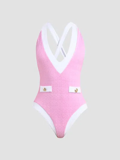 L'agence Women's Colorblock Chic Lisa Plunge One-piece Swimsuit In Blush