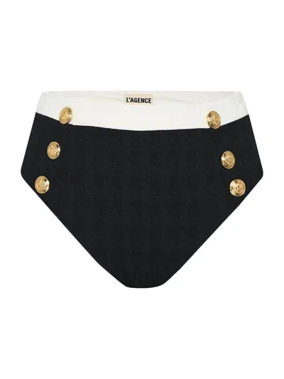 L'agence Women's Colorblock Chic Vanessa High-waisted Bikini Bottom In Black