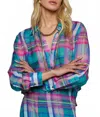 L'agence Women's Cosette Crop Hi Low Shirt In Multi Colorful Plaid In Multi