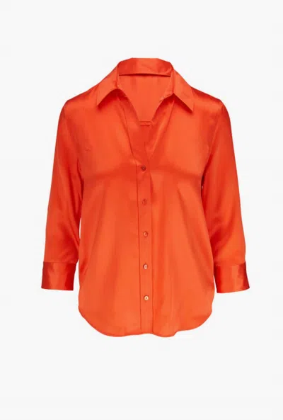L'agence Women's Dani 3/4 Sleeve Blouse In Bright Orange In Animal Print