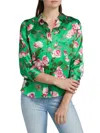 L'agence Women's Dani Floral Silk Satin Blouse In Green