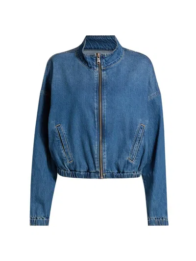 L'agence Women's Dunia Zip-front Denim Bomber Jacket In Blue