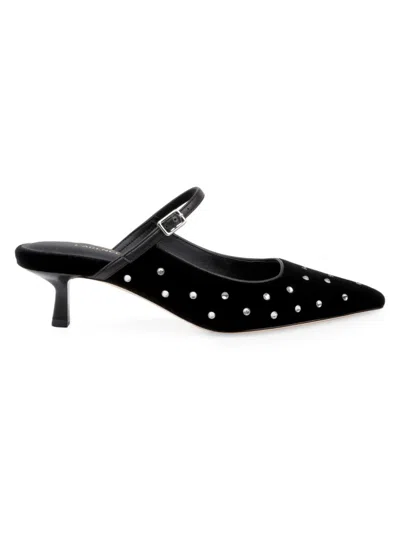 L'agence Women's Edith 45mm Studded Suede Mary Jane Pumps In Black