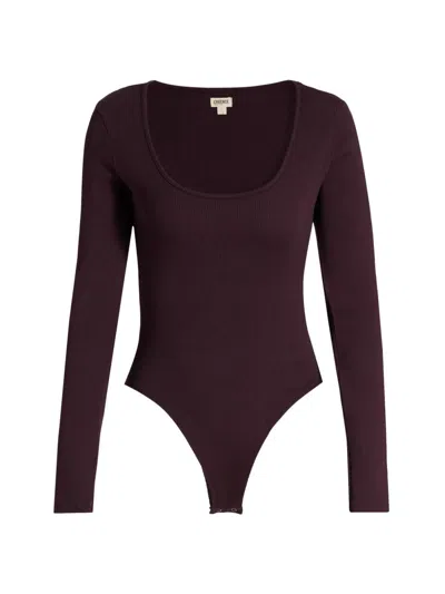 L'agence Women's Elara Rib-knit Bodysuit In Brown