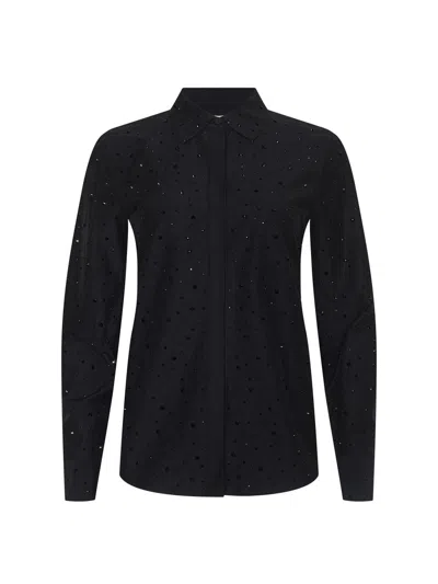 L'agence Women's Ellery Crystal-embellished Cotton-blend Blouse In Black