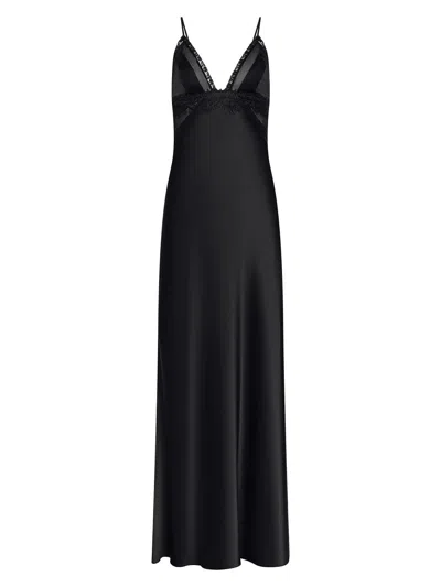 L'agence Women's Elsa Lingerie Silk Maxi Slipdress In Black