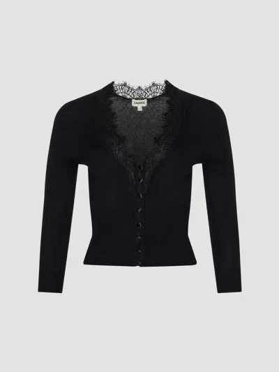 L'agence Women's Eluna Lace-trim Cardigan In Black