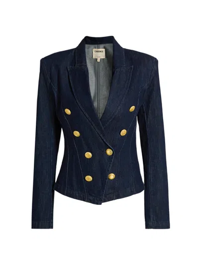 L'agence Women's Emerson Denim Structured Blazer In Blue