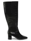 L'agence Women's Eugenie 60mm Croc-embossed Knee-high Boots In Black