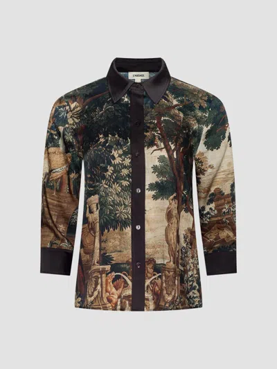 L'agence Eulalie Placement Print Blouse In Brown