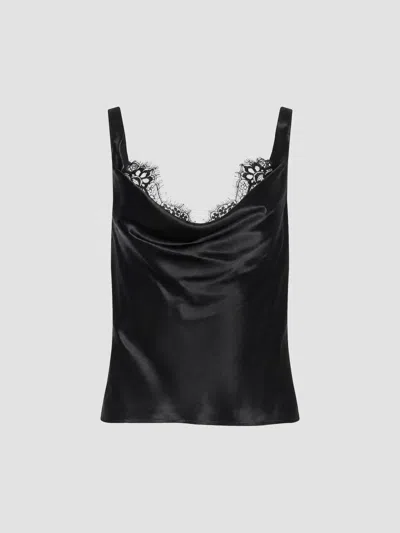 L'agence Women's Evadne Lace-trim Cowlneck Tank Top In Black