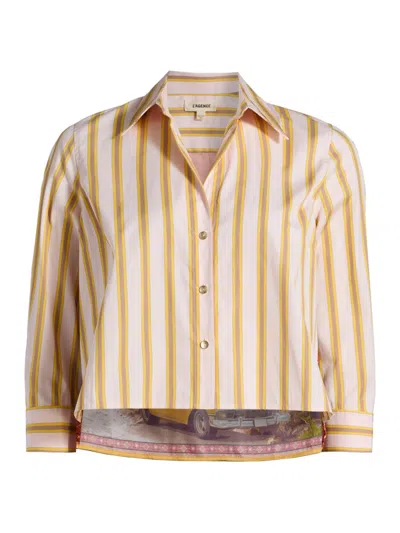 L'agence Women's Fawn Scarf-back Cropped Shirt In Multi Desert Landscape