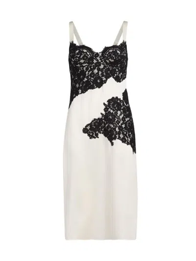 L'agence Fenna Silk Lace Applique Dress In Multi