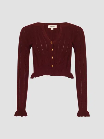 L'agence Women's Finian Ruffle-trim Ribbed Cardigan In Brown