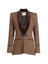 L'agence Gable Herringbone Blazer In Brown