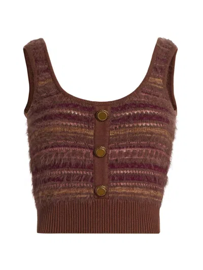L'agence Galene Mixed Stitch Crop Sweater Tank In Brown