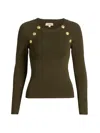 L'agence Gretchen Button Knit Pullover In Green