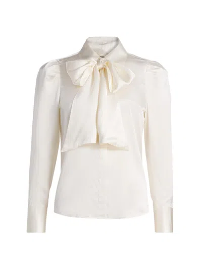 L'agence Women's Honey Silk Tieneck Blouse In White
