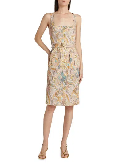 L'agence Women's Idy Paisley Stretch Cotton Sheath Dress