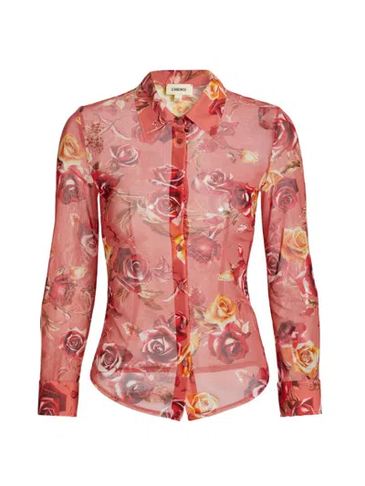 L'agence Women's Indiana Floral Fitted Mesh Shirt