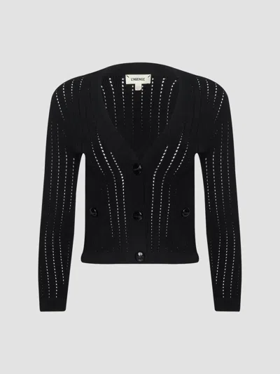 L'agence Women's Irvin Pointelle-knit Crop Cardigan In Black