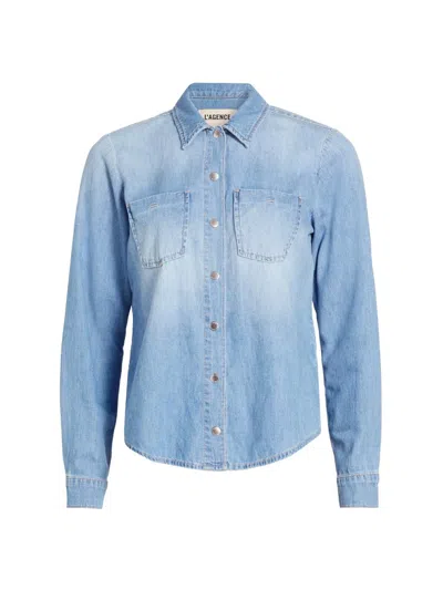 L'agence Women's Isla Denim Button-front Shirt In Blue