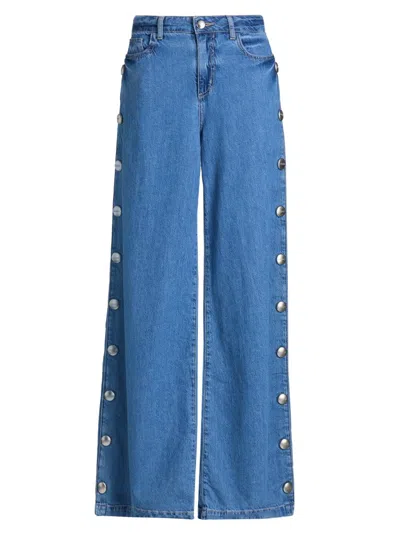 L'agence Women's Jennings Side-snap High-rise Wide-leg Jeans In Blue