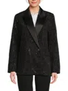 L'agence Women's Jericho Crystal Embellished Stretch Cotton Blazer In Black