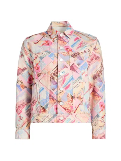 L'agence Printed Joey Denim Jacket In Multi